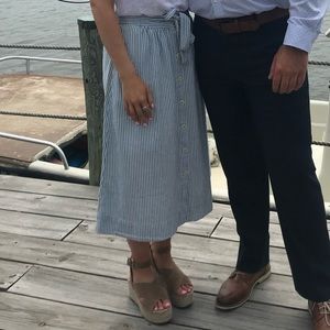 Adorable blue and white striped Madewell skirt. Worn only a few times. Size 2.
